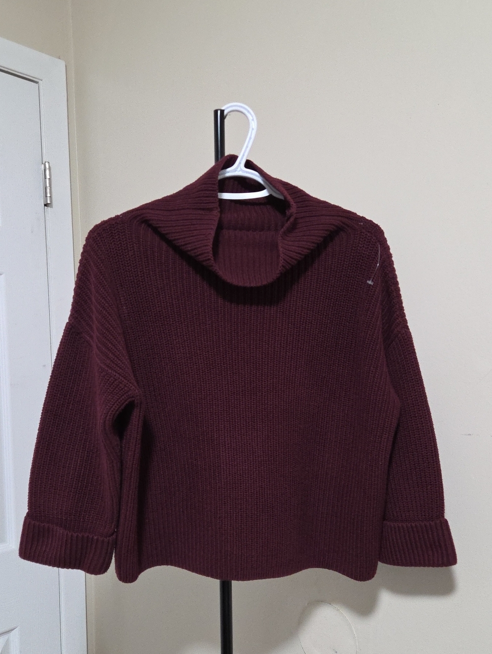 Lord & Taylor Cotton Blend Burgundy Knit Turtleneck Sweater
